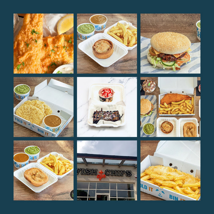 a lot of freshly prepared foods served at Fish Plus Chips Takeaway in 
Ayr 